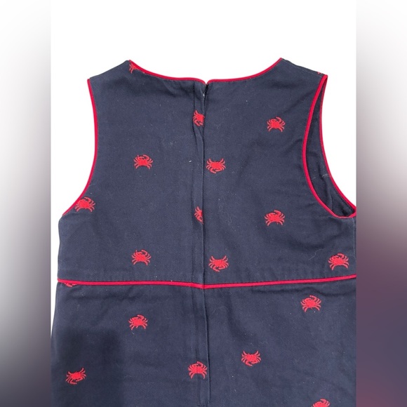 Hartstrings Lobster Crab Nautical Preppy Sleeveless Navy Blue Red Dress Size 5 - Picture 6 of 6